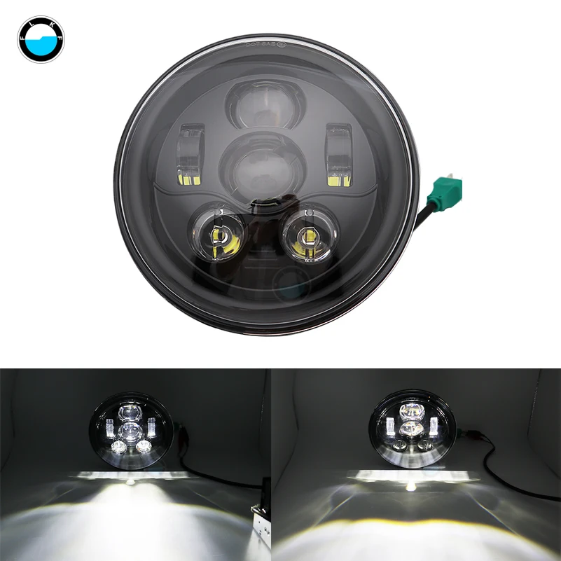 Черный/хром 7 дюймов мотоцикл led головной светильник светодиодные полосы