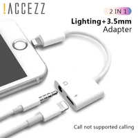 accezz 2 in 1 adapter for iphone x 7 8 plus xs max splitter 3 5mm jack earphone aux cable listening charging connecter adapters