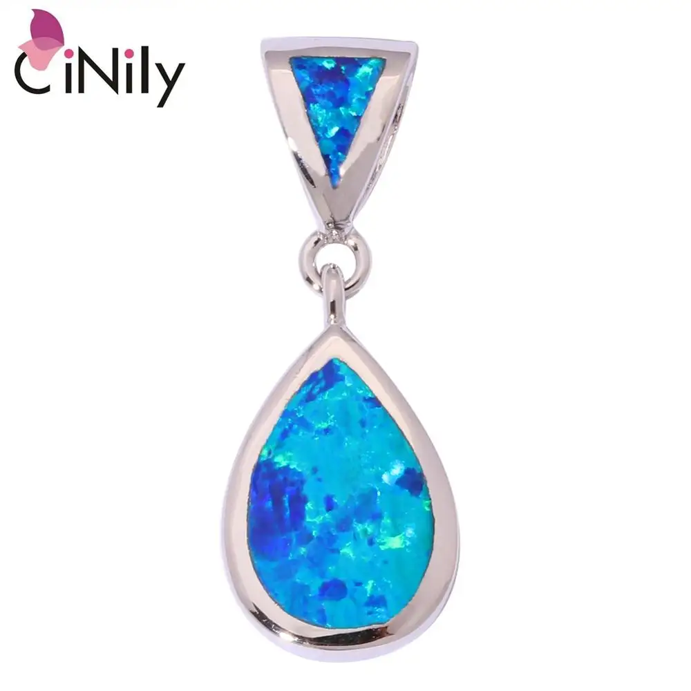 

CiNily Created Blue Fire Opal Silver Plated Wholesale Hot Sell Fashion Jewelry for Women Weddign Party Gift Pendant 7/8" OD6327