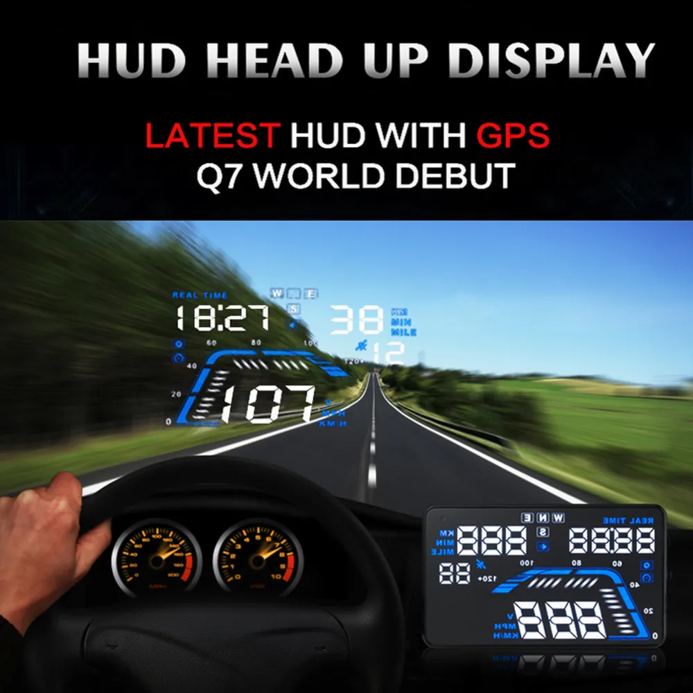 Предупреждение Автомобильный датчик скорости Q7 5 &quot автомобильный HUD GPS дисплей