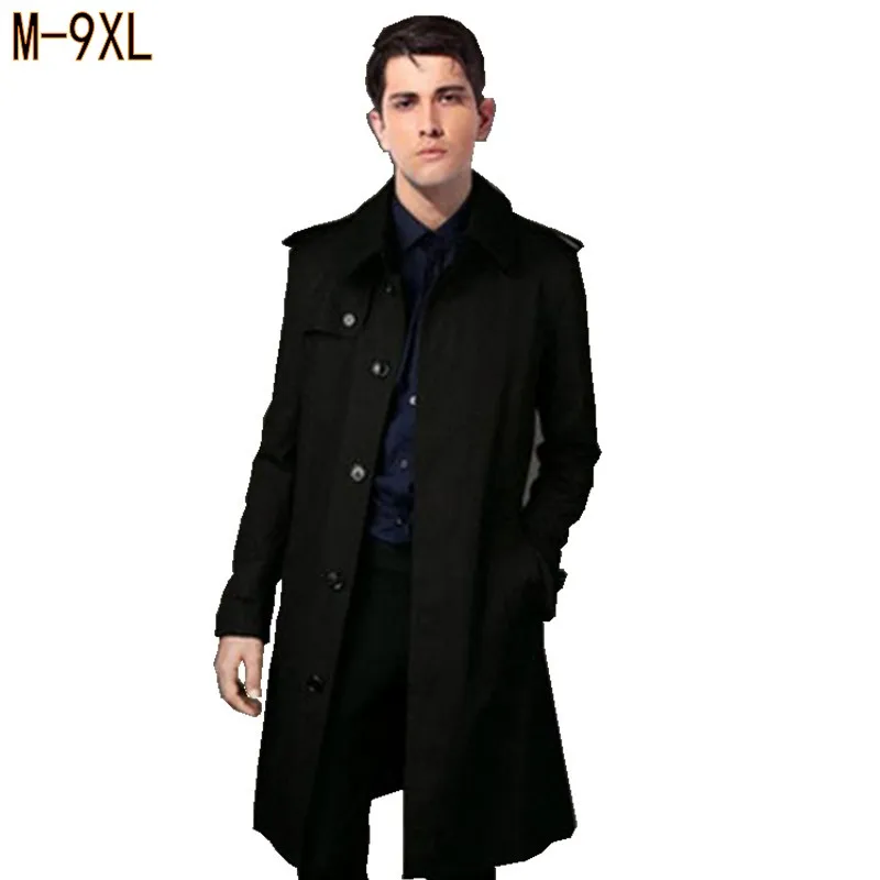 

military tops xl Spring autumn plus size men Trench turn-down collar loose Single Breasted X-long jacket big size coats 9xl 8xl