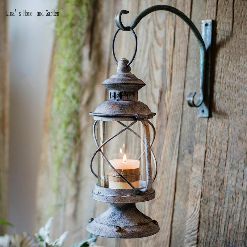 attractive handmade antique metal glass candle holder lantern