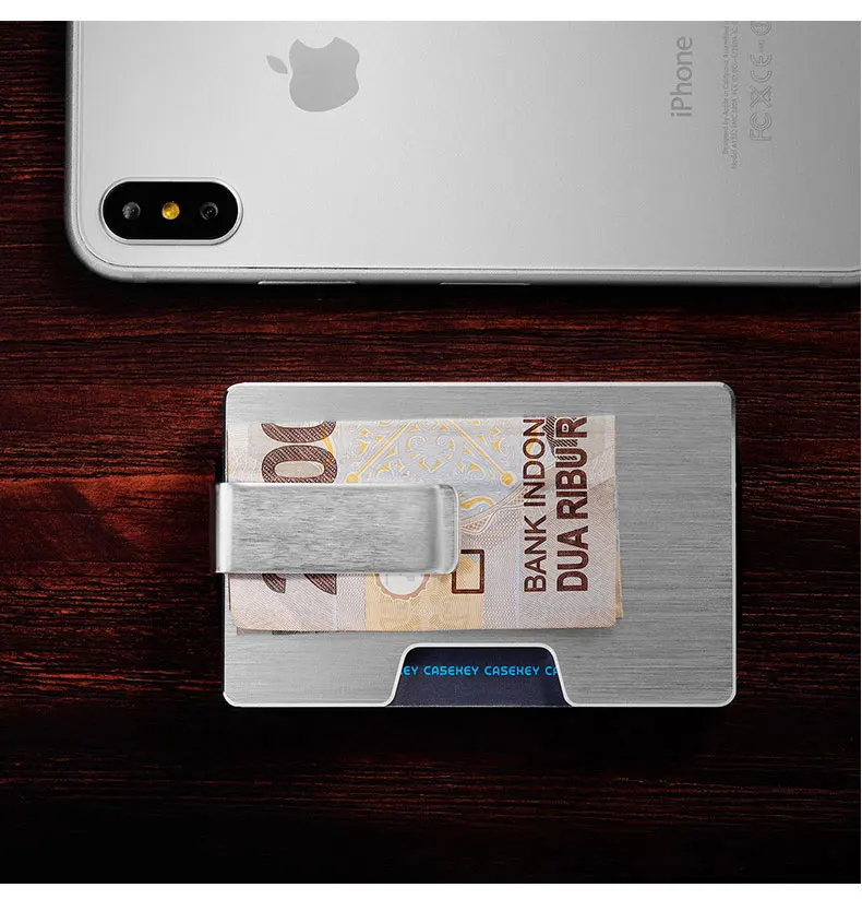 RFID Алюминиевый мини-держатель для карт, кошелек, антимагнитный металлический мужской чехол для кредитных карт, маленький тонкий кошелек с зажимом для доллара