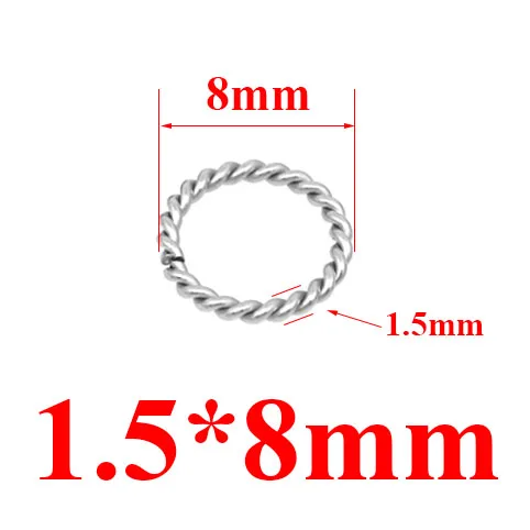 1.5x8mm 50 шт./лот спираль Нержавеющая сталь открытые кольца прыжок 6/8/10/12/15 мм Серебряный тон Разделение кольца Разъемы для бижутерии, материал для изготовления - Цвет: 1.5x8mm