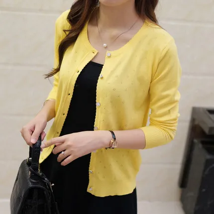 New 2019 Spring Short Thin Cardigan Women Office Air Conditioning Open Stitch All-matched Knitted Sweater Outerwear Mujer SW1392 |