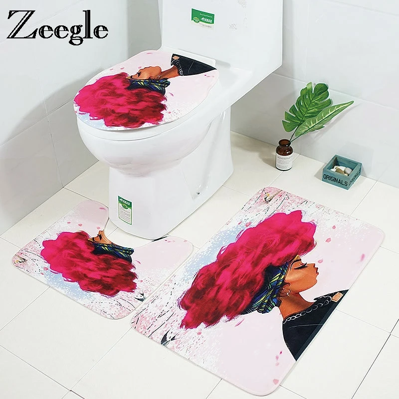 Zeegle 3 шт. Ванная комната коврик комплект в африканском стиле Женская модель для