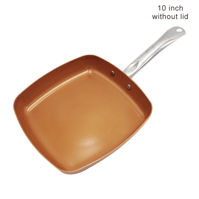 10 inch with lid Meltset с антипригарным покрытием Медная сковорода для жарки с Керамика покрытие Индукционное Пособия по кулинарии печи и мытья в посудомоечной машине Кухня сковорода с длинной ручкой 6/8/10 дюймов - Цвет: 10 inch with lid