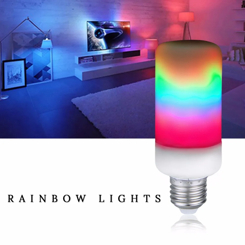 Foxanon Colorful Rainbow Led Bulb Light E27 E14 E12 B22 3Modes 2835SMD Flame Effect LED Lamp 5W 7W 9W 220V 110V Home Decor | Лампы и