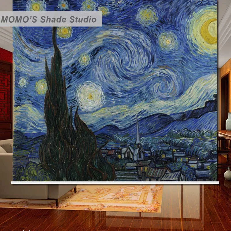 Затемняющие шторы для окон MOMO Van Gogh жалюзи с роликами термоизолированная ткань