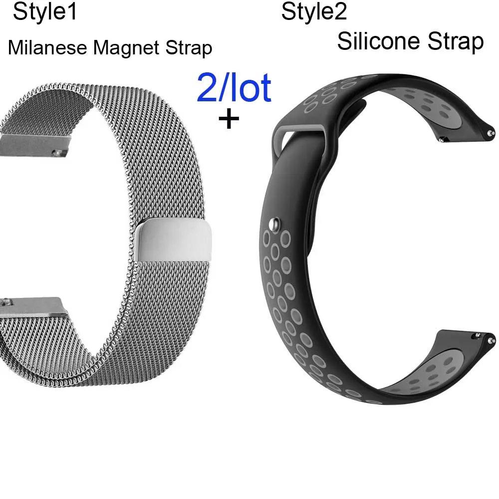 Silver-Black grey Для Xiaomi Amazfit GTS браслет ремешок для часов Amazfit Bip ремешок для часов Amazfit GTR 42 мм Миланская нержавеющая сталь 20 мм силиконовый ремешок - Цвет: Silver-Black grey