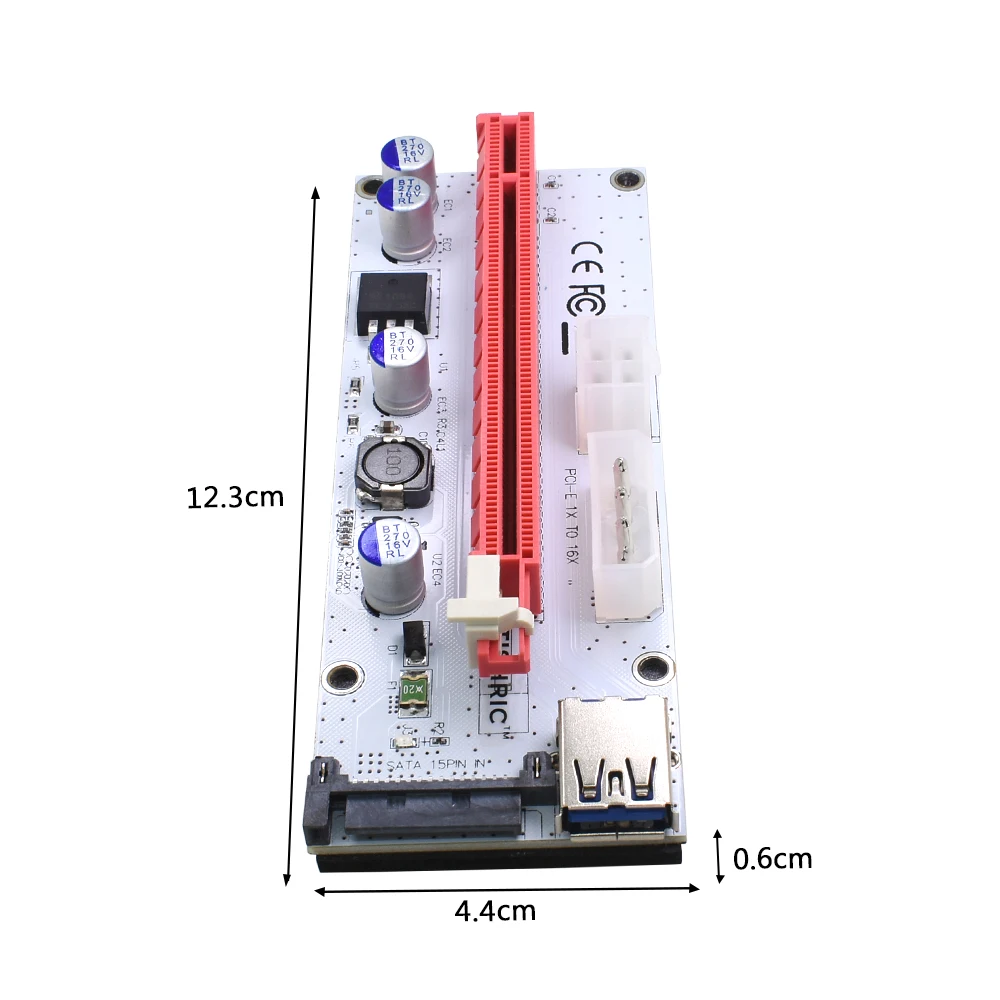 TISHRIC Riser Card 008s VER008S 3 в 1 Molex 4Pin SATA 6PIN PCIE PCI E Express Adapter 1X 16X USB3.0 Extender Miner| |