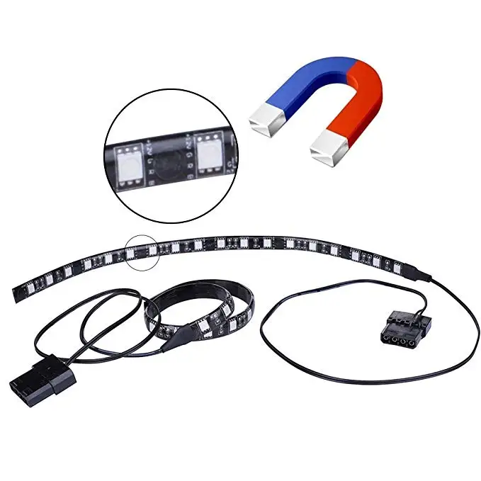 Красный/зеленый/синий/УФ Магнитный Molex 2X светодиодная лента для ПК чехол светильник ing Kit светодиодный компьютерный светильник ing светильник полоса(30 см, 18 светодиодный s, S серия