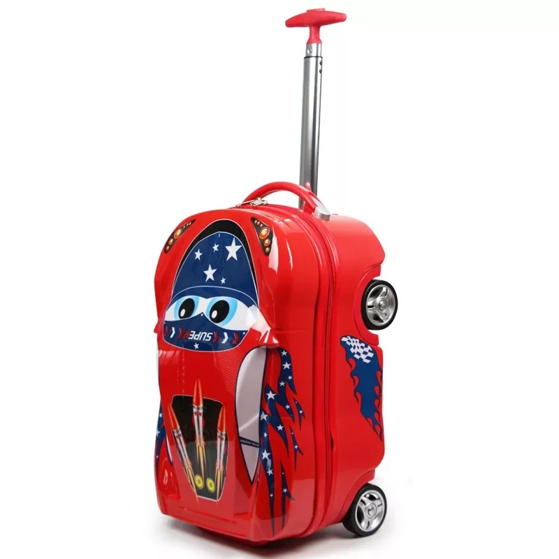 red New 3D Kids Suitcase on wheels car trolley luggage travel cabin suitcase for boys suitcase Children cartoon Rolling luggage - Цвет: red