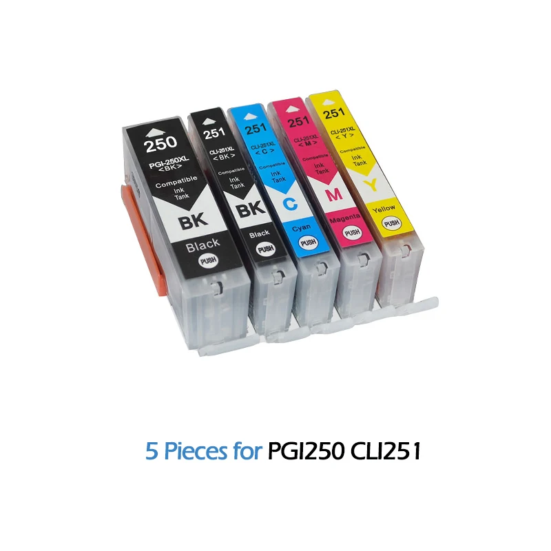 

5pcs XiongCai Compatible Ink Cartridges for canon inkjet PGI250 CLI251 PIXMA MG5420 MG5422 MG5520 MG6320 MG6420 MG7120 printers