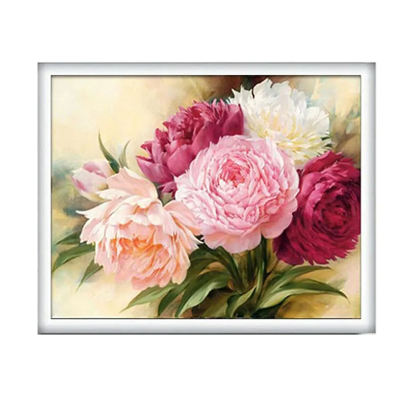 DIY 5D Full Diamonds Embroidery Peony flowers Round Diamond Painting Cross Stitch Kits Mosaic Home Decoration 40*30cm | Дом и сад - Фото №1