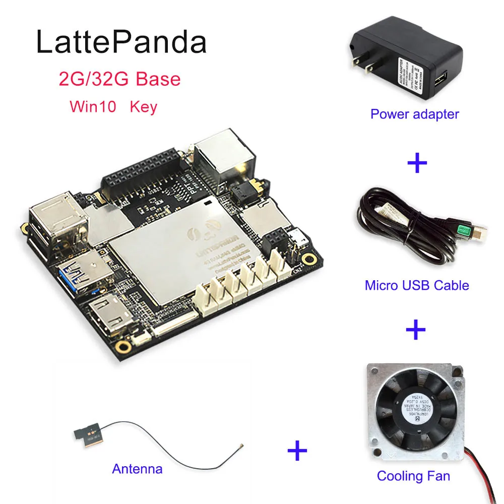 Плата lattepanda 4G+ 64 GB, Intel X86 X64 Z8350 quad core 1,8 GHz Full Windows10/Linux ArduinoATmega32u4 на плате, глубокое обучение - Комплект: Комплект 5