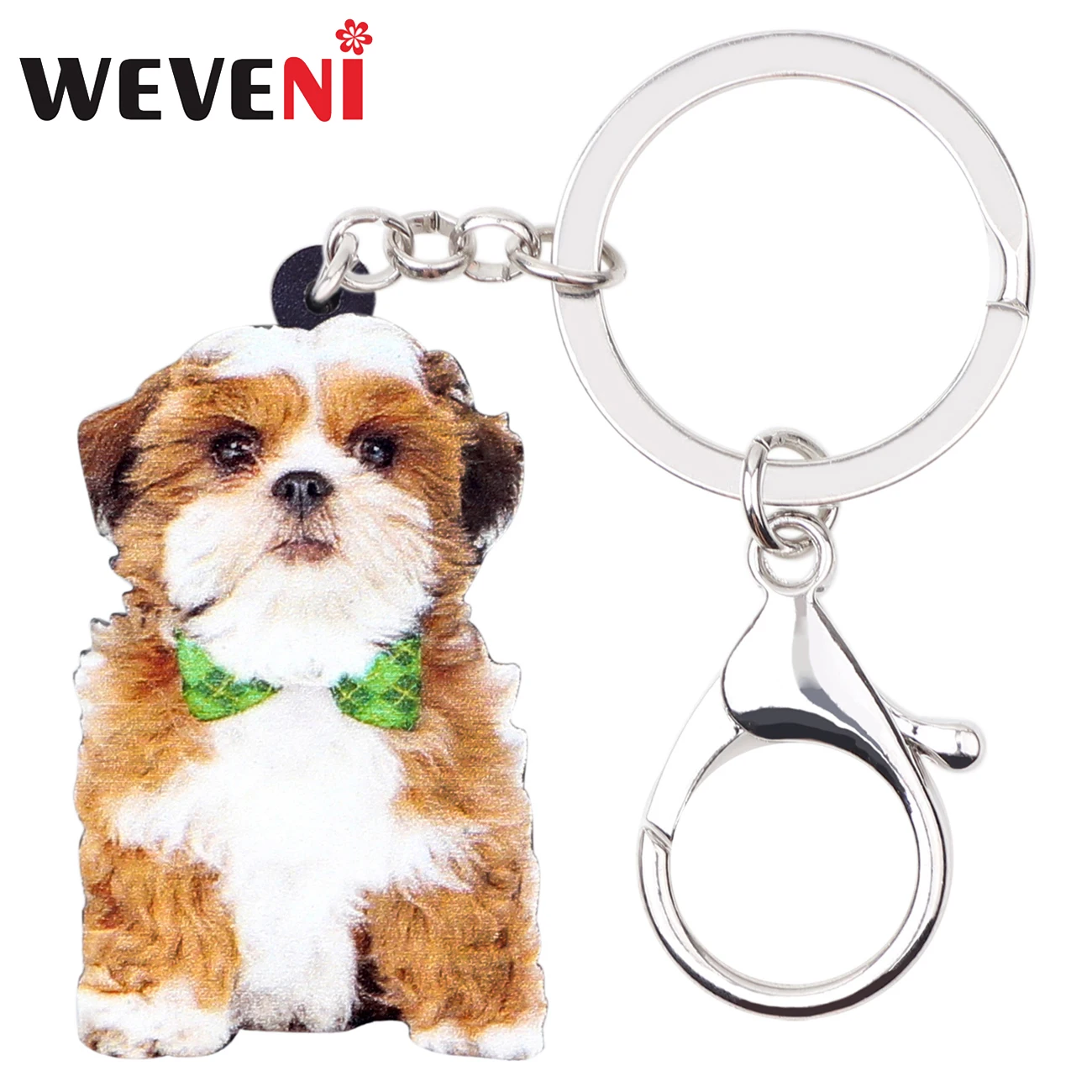 WEVENI акриловая китайская цепочка брелок для ключей Shih Tzu Dog ювелирные изделия с