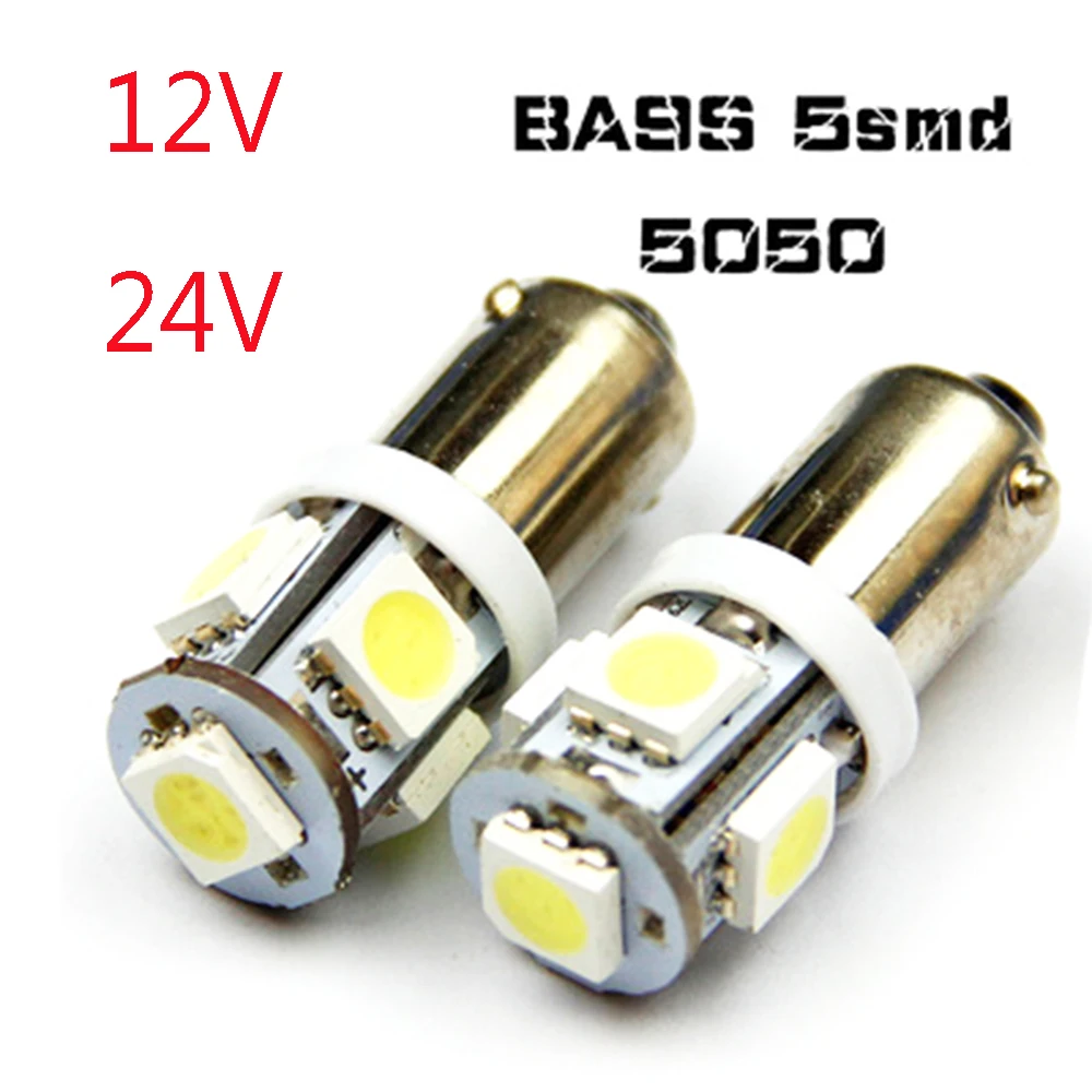 YSY 300X BA9S 5 SMD LED 5smd 5led Car Indicator Light Interior Bulbs Wedge Lamp BA9S 5SMD 5050 3chips 12V 24V