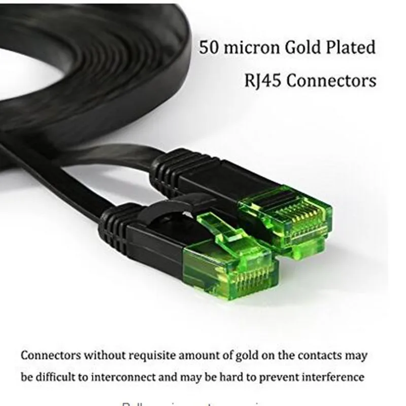 Кабель Ethernet Cat6 плоский кабель 50 футов тонкий интернет Патч Lan провод из чистой