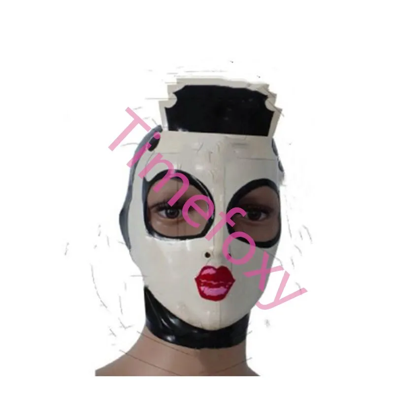 

Newly Latex Hood Mask Custom Rubber Mask with Zip on Back for Party