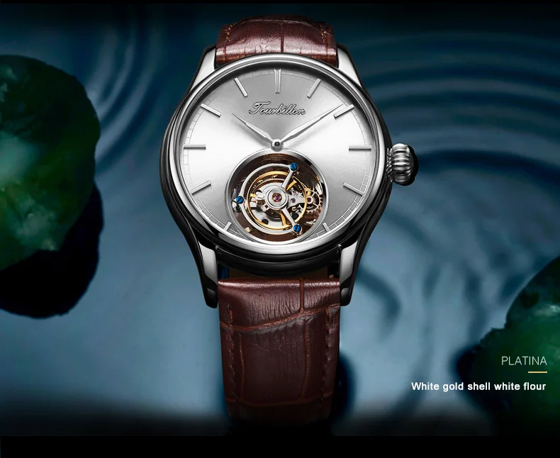 Высококачественные деловые мужские Tourbillon механические наручные часы с синим циферблатом и ручным заводом, Tourbillon мужские наручные часы Reloj de hombre