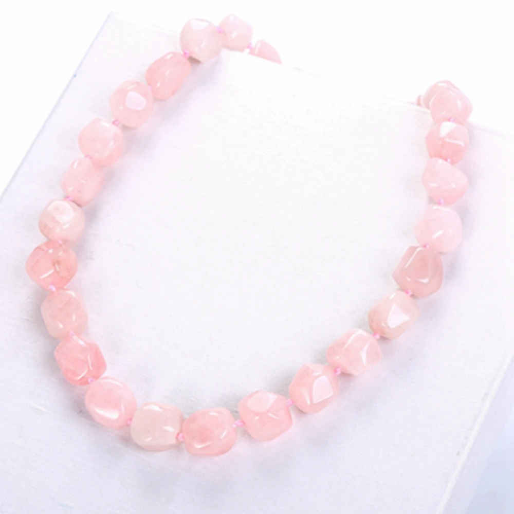 Natural Crystal Pendant Pink Stone Rose Quartz Necklace Women Miss Roller Cabochons Irregular Original Vintage Classic | Украшения и