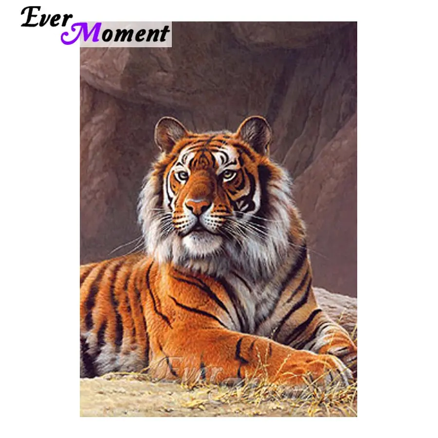 Ever Moment Diamond Painting Sitting Tiger King Embroidery Full Square 5D DIY Picture Mosaic Home Decoration S2F251 | Дом и сад