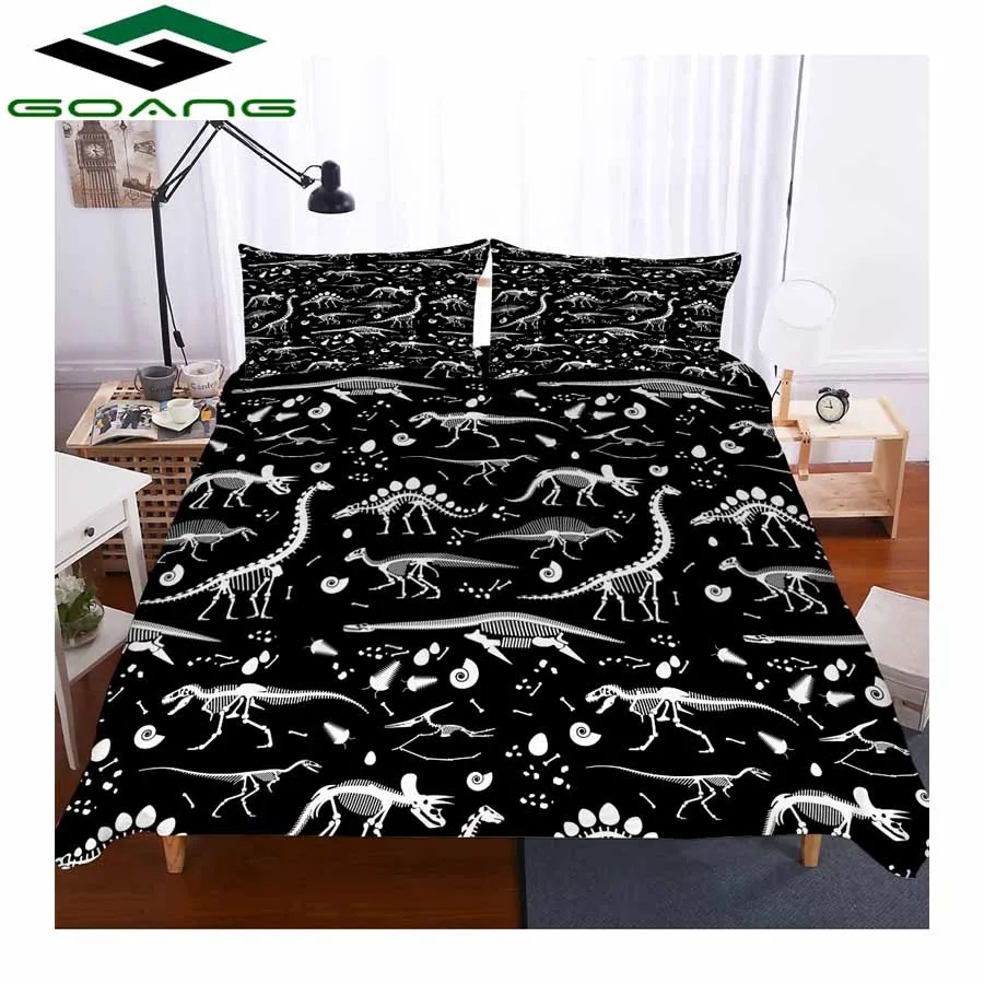 Зеленый GOANG full size bedding sets luxury home textiles 3d Digital printing mini dinosaur 3pcs boys bedding set microfiber - Цвет: Зеленый