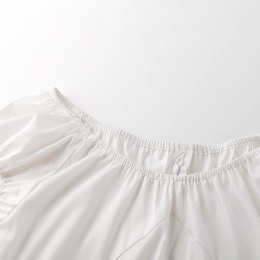 Женская винтажная блузка с коротким рукавом круглым вырезом и молнией сзади|women