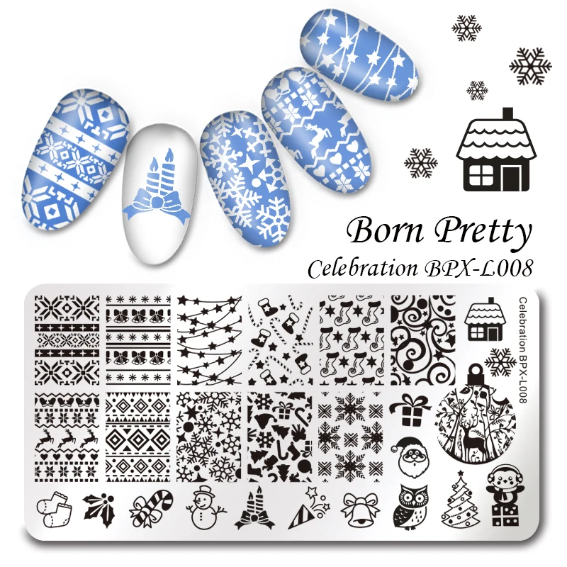 1 шт. BORN PRETTY прямоугольник штамп шаблон цветочный Милый Панда Хэллоуин Ретро скрипт 12*6 см маникюрная пластина с изображениями для нейл-арта