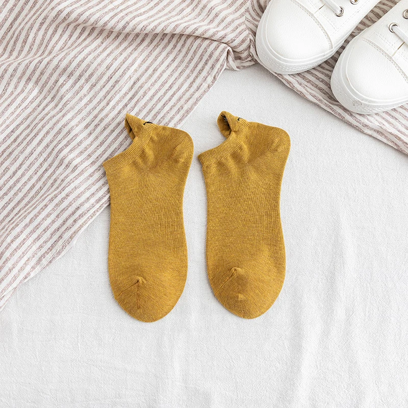 10 цветов, женские Носки с рисунком Kawaii, женские милые носки, Удобные Модные Короткие повседневные носки до лодыжки, 5 пар/упак