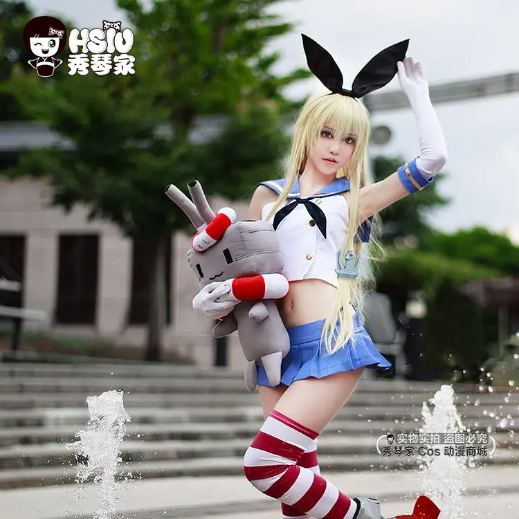 Парик для косплея HSIU Shimakaze Kantai Collection парики костюмы на Хэллоуин бесплатная