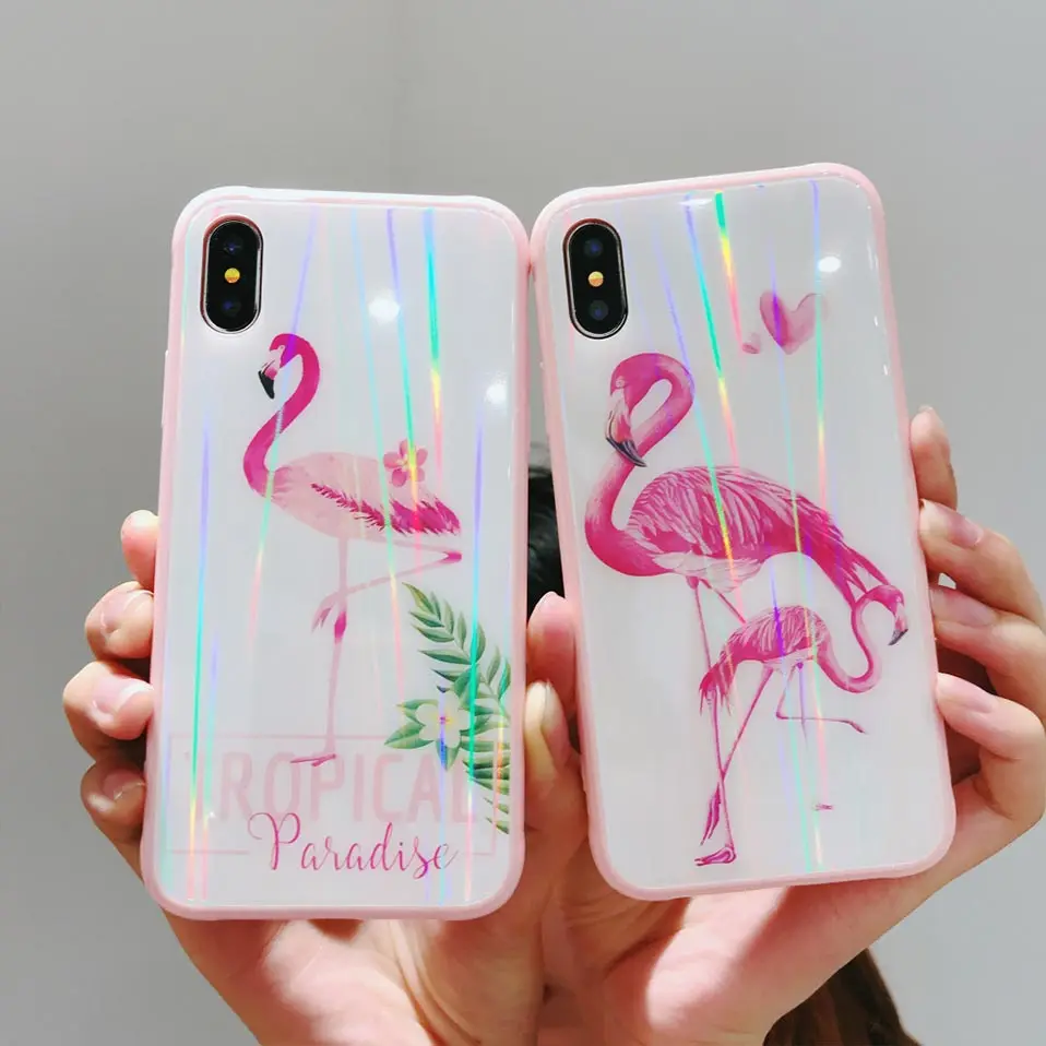 Для iphone 6 7 8 розовое стекло Любовь Фламинго чехол для телефона S плюс Funda Drop-proof