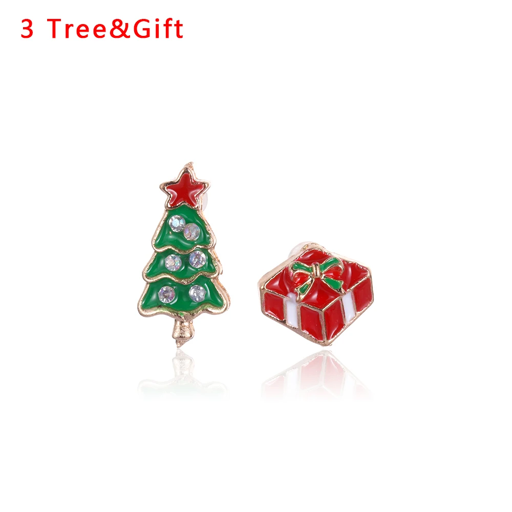 3 Tree Gift Рождественские украшения, аксессуары, серьги, милый Санта Клаус, снеговик, милая елка, колокольчик, Романтические Рождественские подарки для женщин, девочек, детей - Окраска металла: 3 Tree Gift