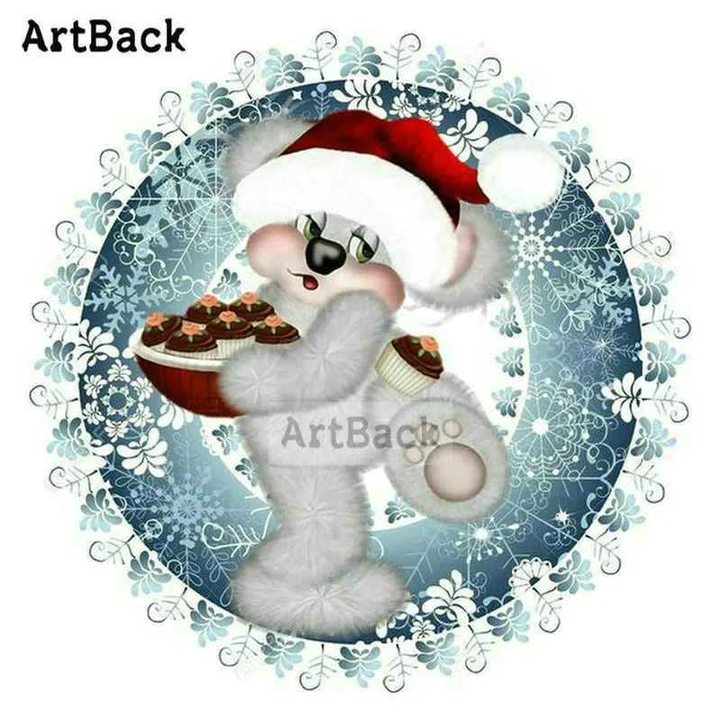 ARTBACK, 5d diy Алмазная картина медведь, полный квадрат, Круглый, мультфильм Алмазная мозаика, алмазная вышивка для детей, рождественские подарки - Цвет: ARF-515