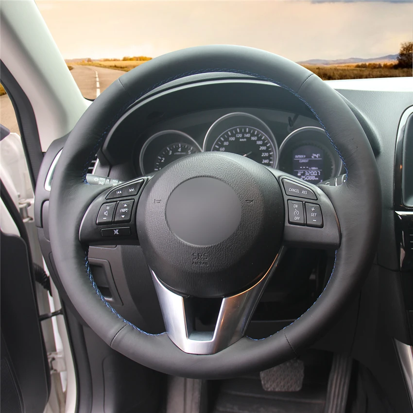 MEWANT черный из натуральной кожи рулевого колеса автомобиля крышки для Mazda 3 Axela