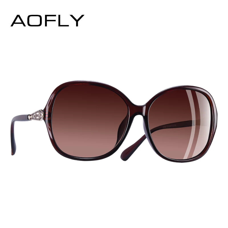 AOFLY, фирменный дизайн, Классические поляризованные солнцезащитные очки для женщин, негабаритная оправа, градиентные линзы, стразы, солнцезащитные очки A102
