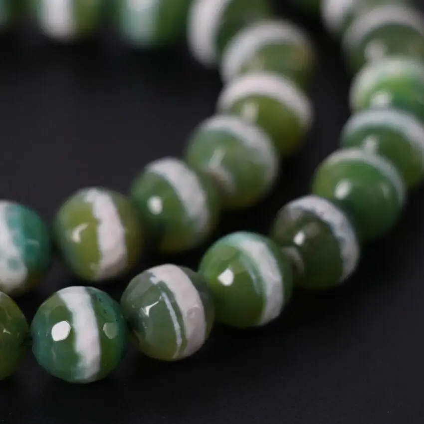 3 нити/партия оптовая продажа 8 мм 10 зеленый и белый одна линия в полоску тибетский