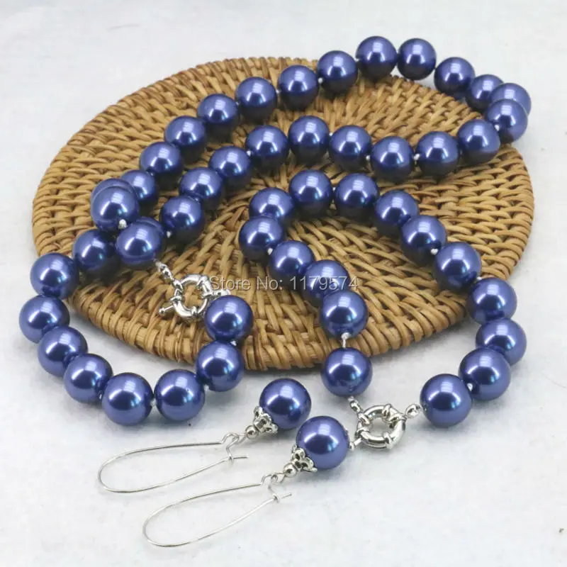 10 мм украшения светло-голубые стеклянные жемчужные бусины ожерелье браслет