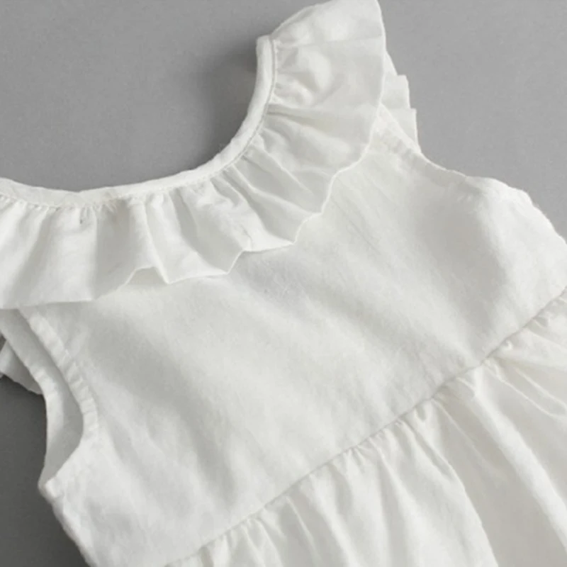 Lace Beach Girls Dress White Halter Hollow Party Backless Dresses For Vintage Toddler Clothes 2 3 4 5 6 7 8 9 years | Детская одежда и