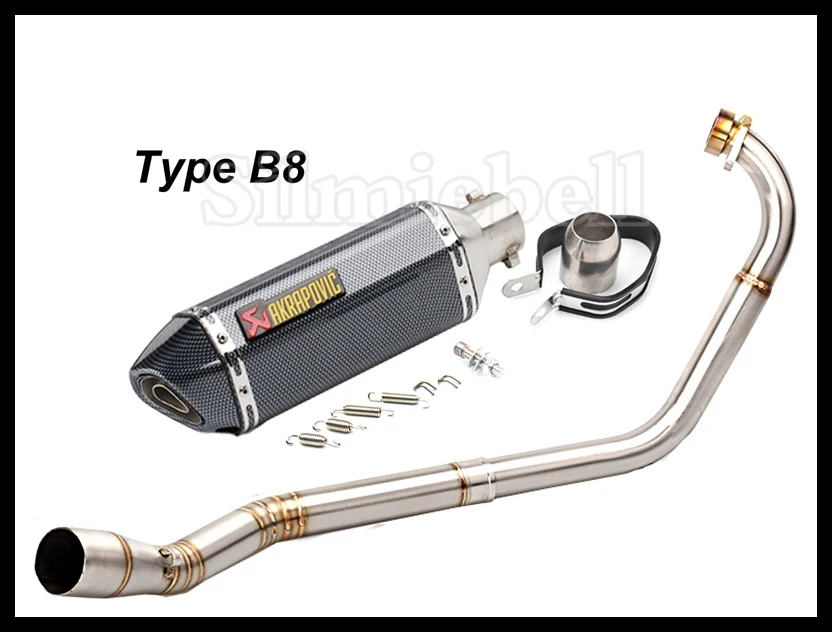 Type B8 Akrapovic мотоцикл выхлопной глушитель выхлопной трубы слипоны Escape мото полный Системы Труба среднего звена трубы для Yamaha YZF R15 выхлопной MT15 MT125 - Цвет: Type B8