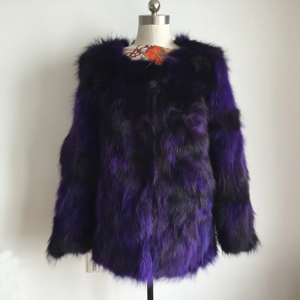 Модное роскошное пальто из лисьего меха на заказ куртка 100% натурального енота