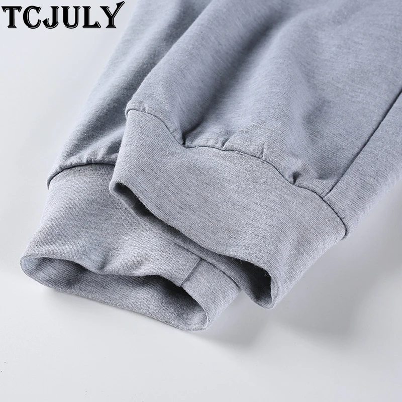 Женские спортивные штаны TCJULY серые повседневные с высокой талией и карманами |