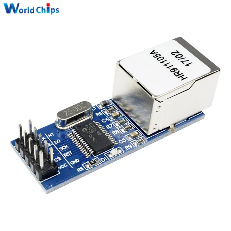 Сетевой модуль Mini ENC28J60 Ethernet LAN 3 В 25 МГц кристальная плата для Arduino 51 AVR SPI интерфейс