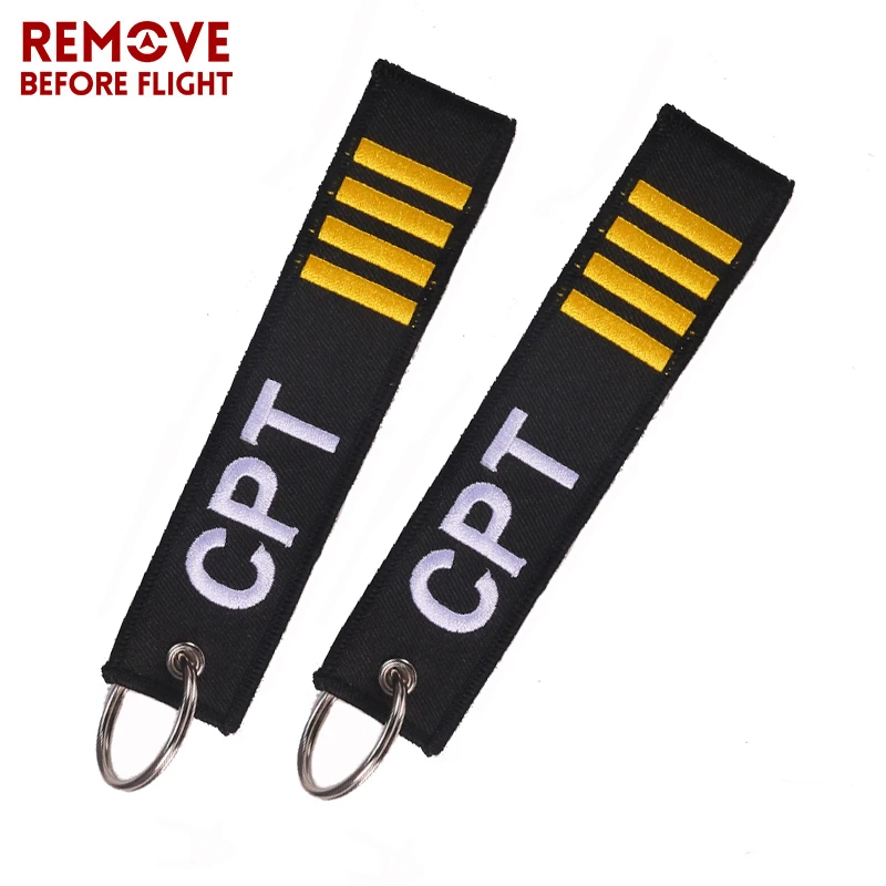 Remove Before Flight Captain Key Chain Jewelry Safety Tag Embroidery CPT Ring for Aviation Gifts Luggage Label | Украшения и