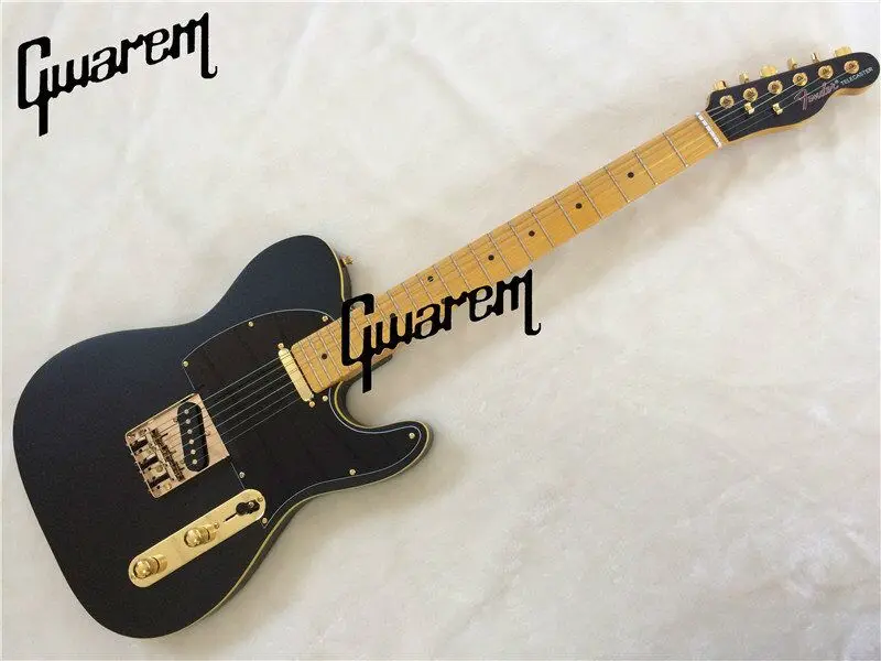 Электрогитара/Gwarem luck star tele черный цвет гитара/черный pickgard/золотое