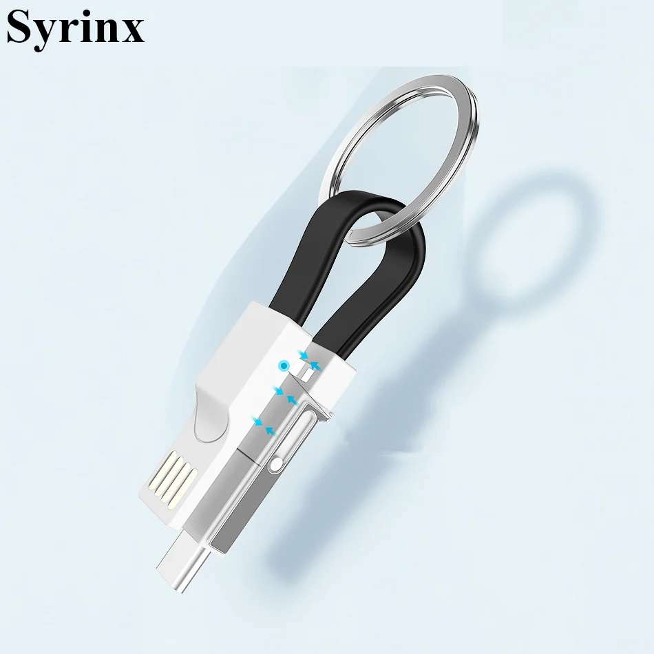 SYRINX 3 в 1 Мини брелок USB кабель Micro Type C для Lightning iPhone iPod зарядное устройство