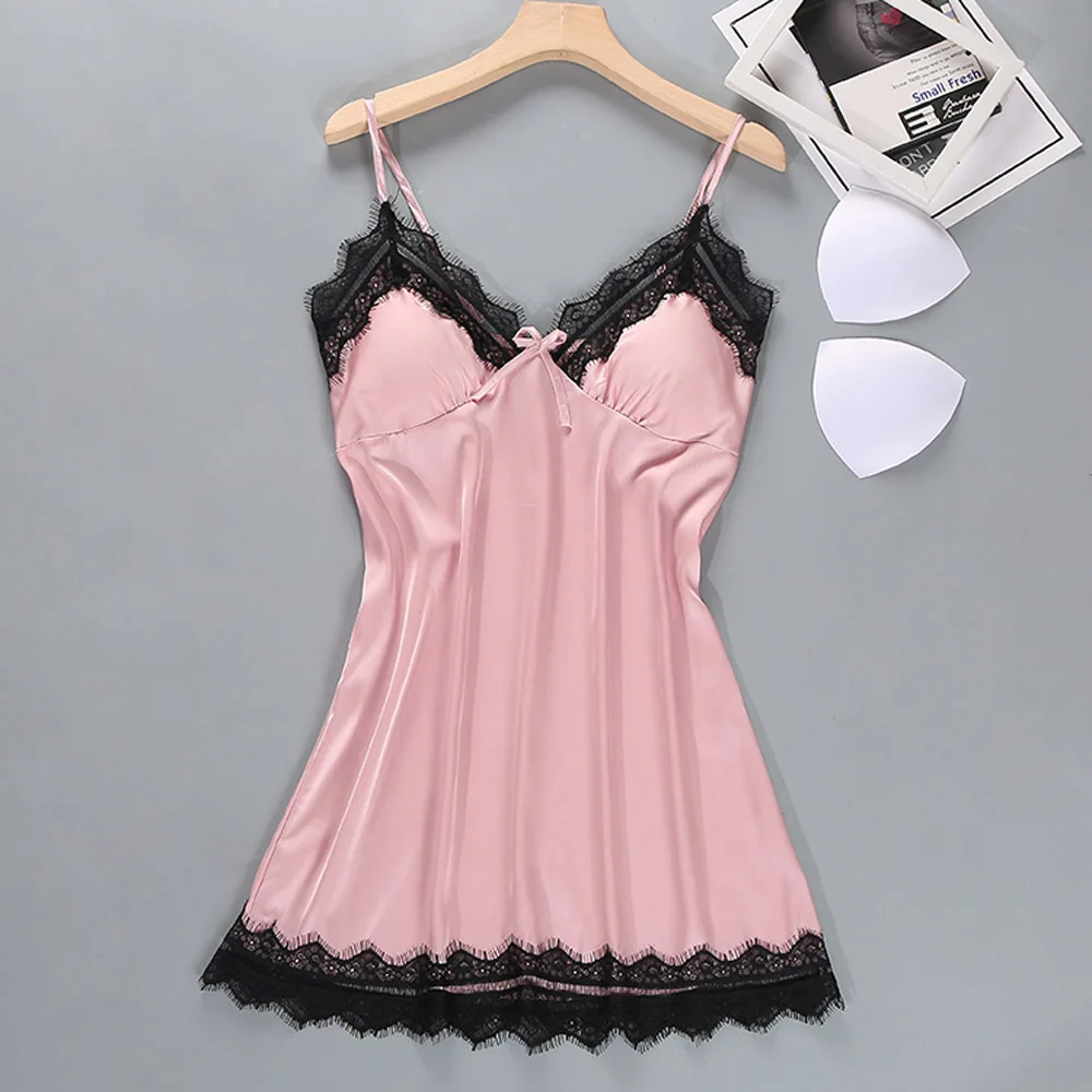 1x Dress Pink Женская Сексуальная атласная шелковая ночная рубашка, кимоно, халат, ночная рубашка, комплект розового нижнего белья для подружки невесты, ночная рубашка, ночной халат de nuit - Цвет: 1x Dress Pink