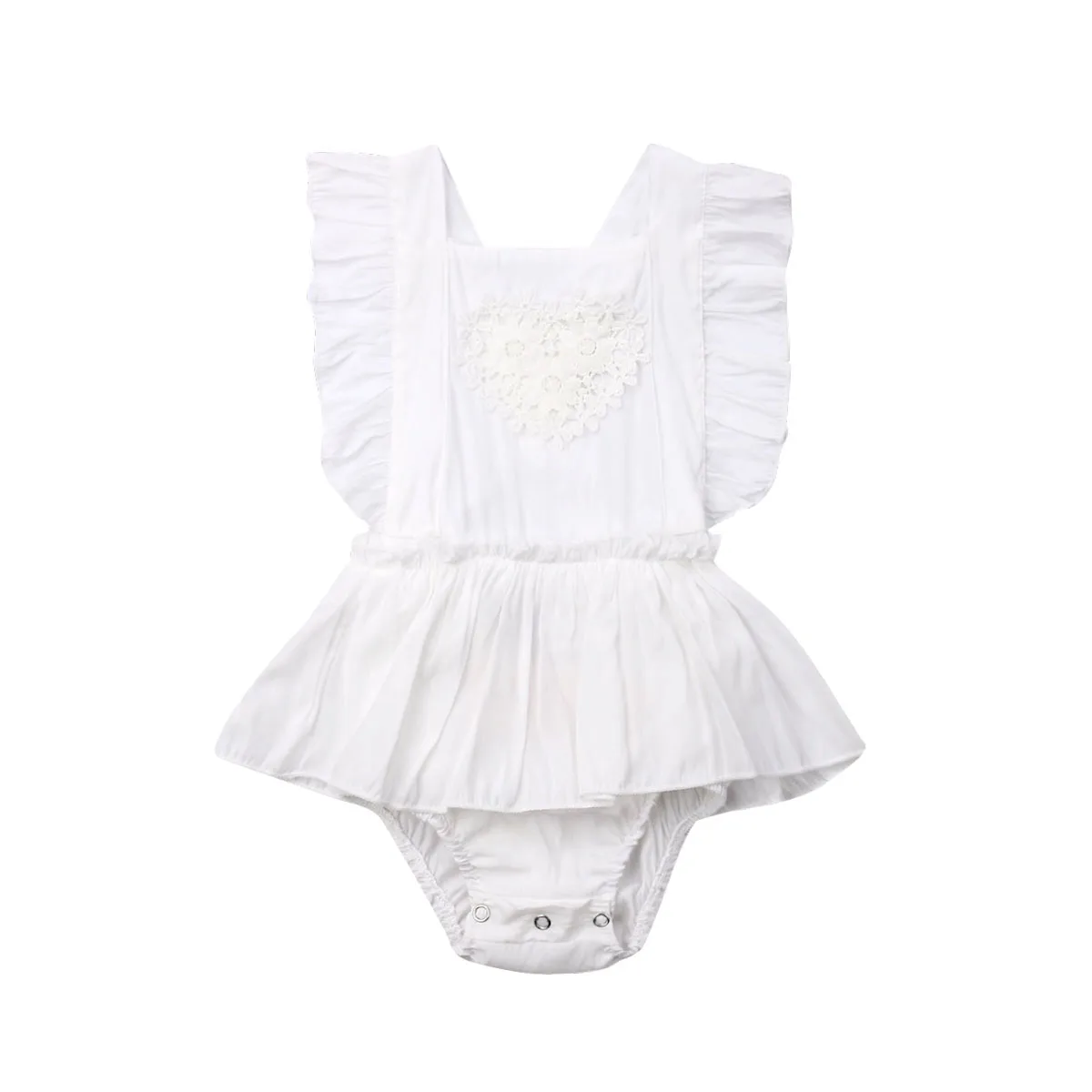 New Infant Baby Girl Ruffled Sleeves Romper Jumpsuit Outfits Summer Sunsuit Clothes |