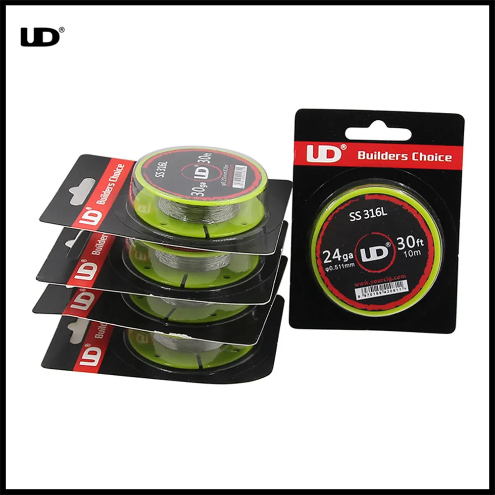YOUDE UD ss316l Провода Нержавеющая сталь DIY катушки 24GA 26ga 28ga 30ga 32ga VAPE Отопление